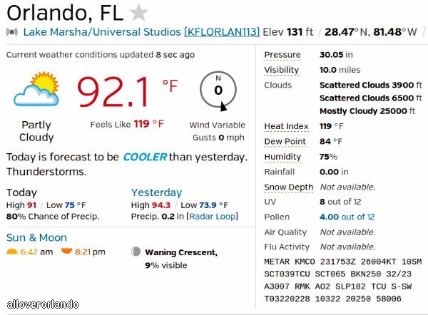 alloverorlando weather heat index 119