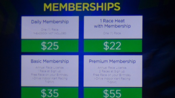 pricing for indoor kart racing